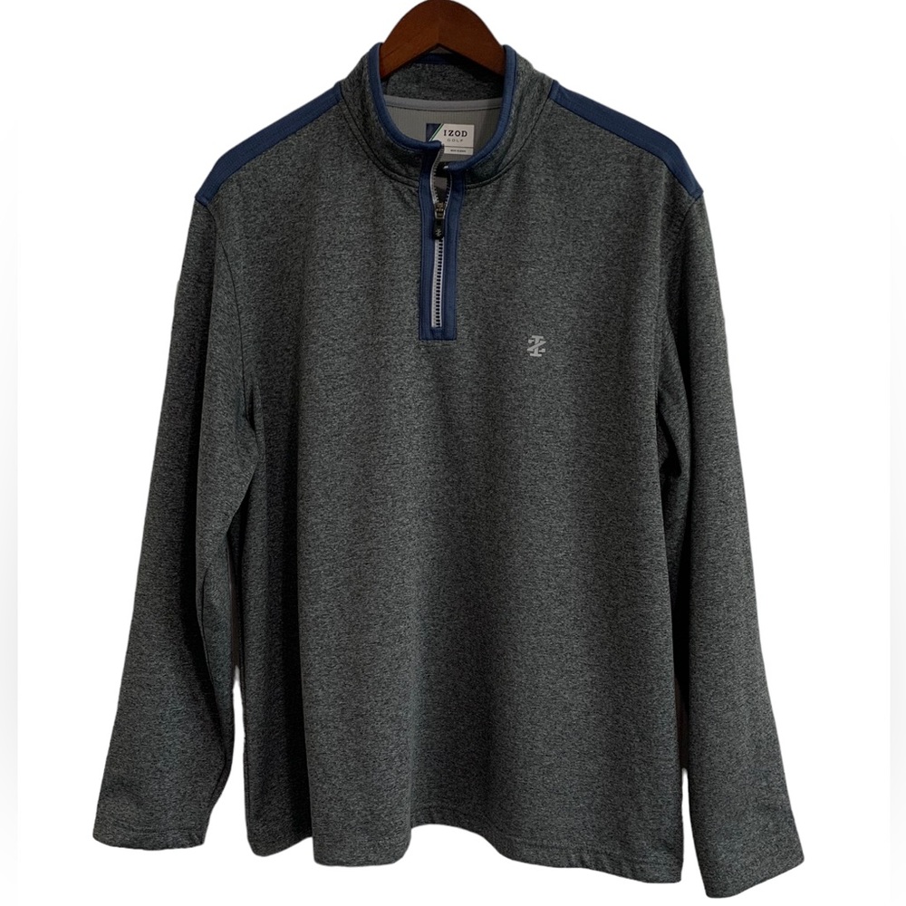 Men’s IZOD Golf pullover 1/4 zip lightweight jacket charcoal gray navy size XL
